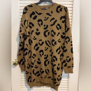 BOOHOO Cheetah Print Sweater
